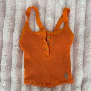 FP Movement by Free People Bright Orange All Clear Henley crop top